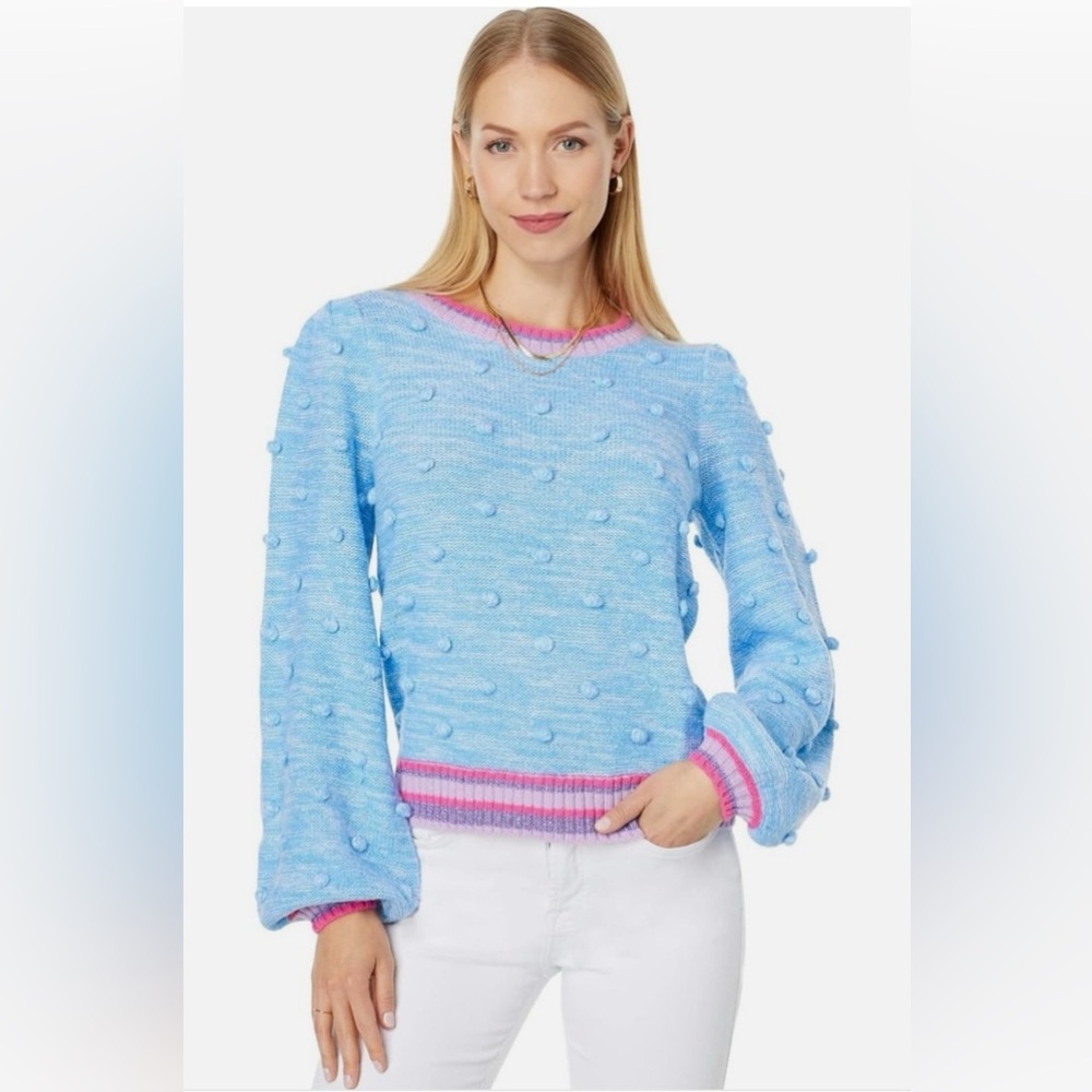 Lilly Pulitzer Verna Sweater Blue Peri Marl bobble detail wool blend NWOT